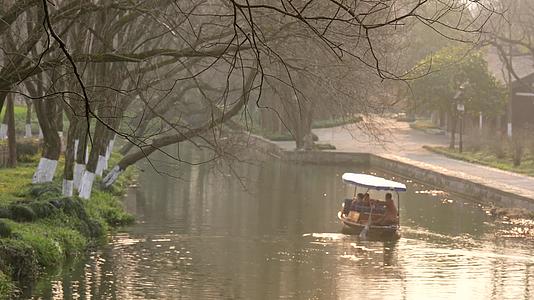 唯美杭州古风风景小船树枝湖面视频的预览图