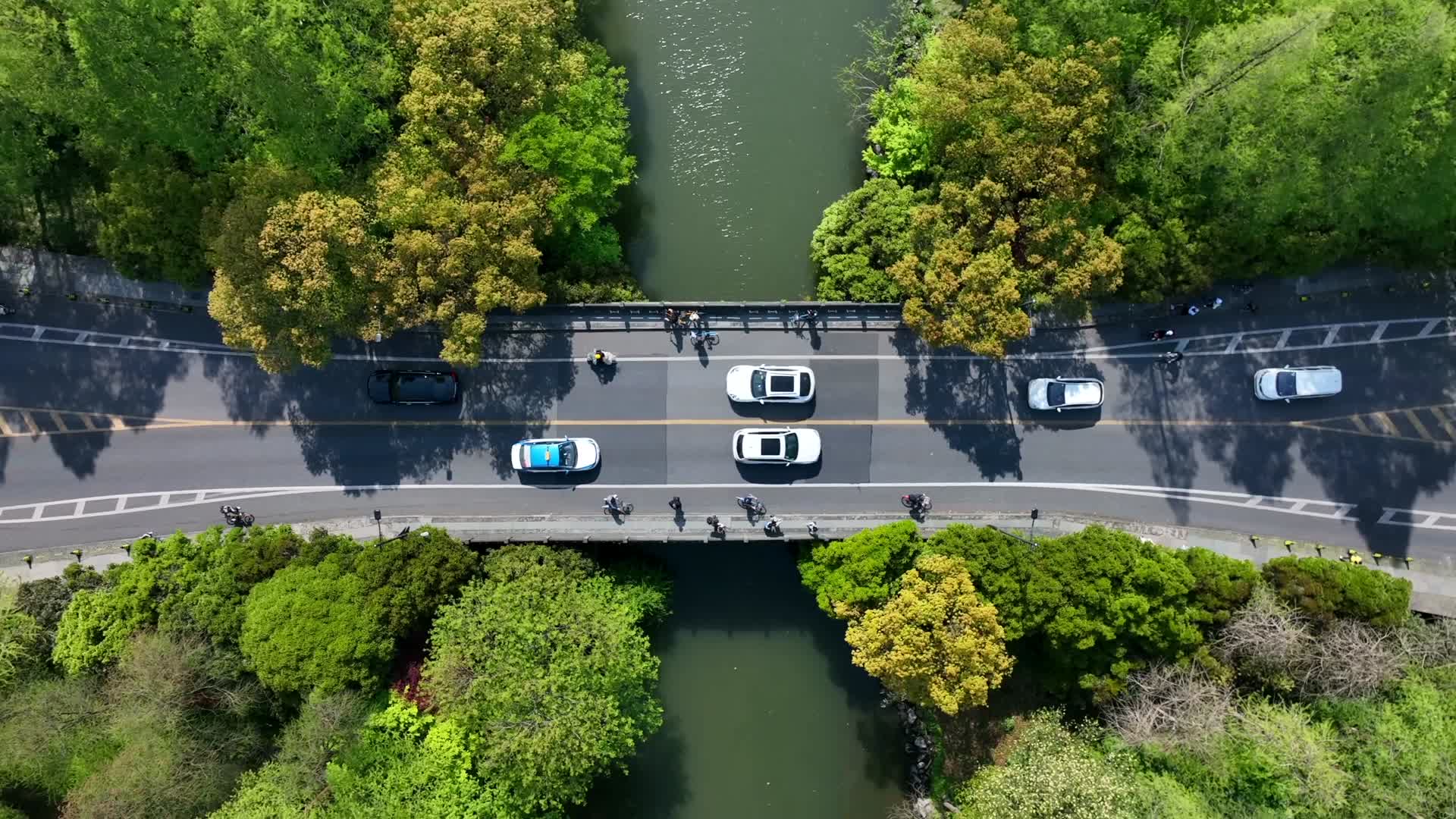 唯美航拍杭州西湖杨公堤桥视频的预览图