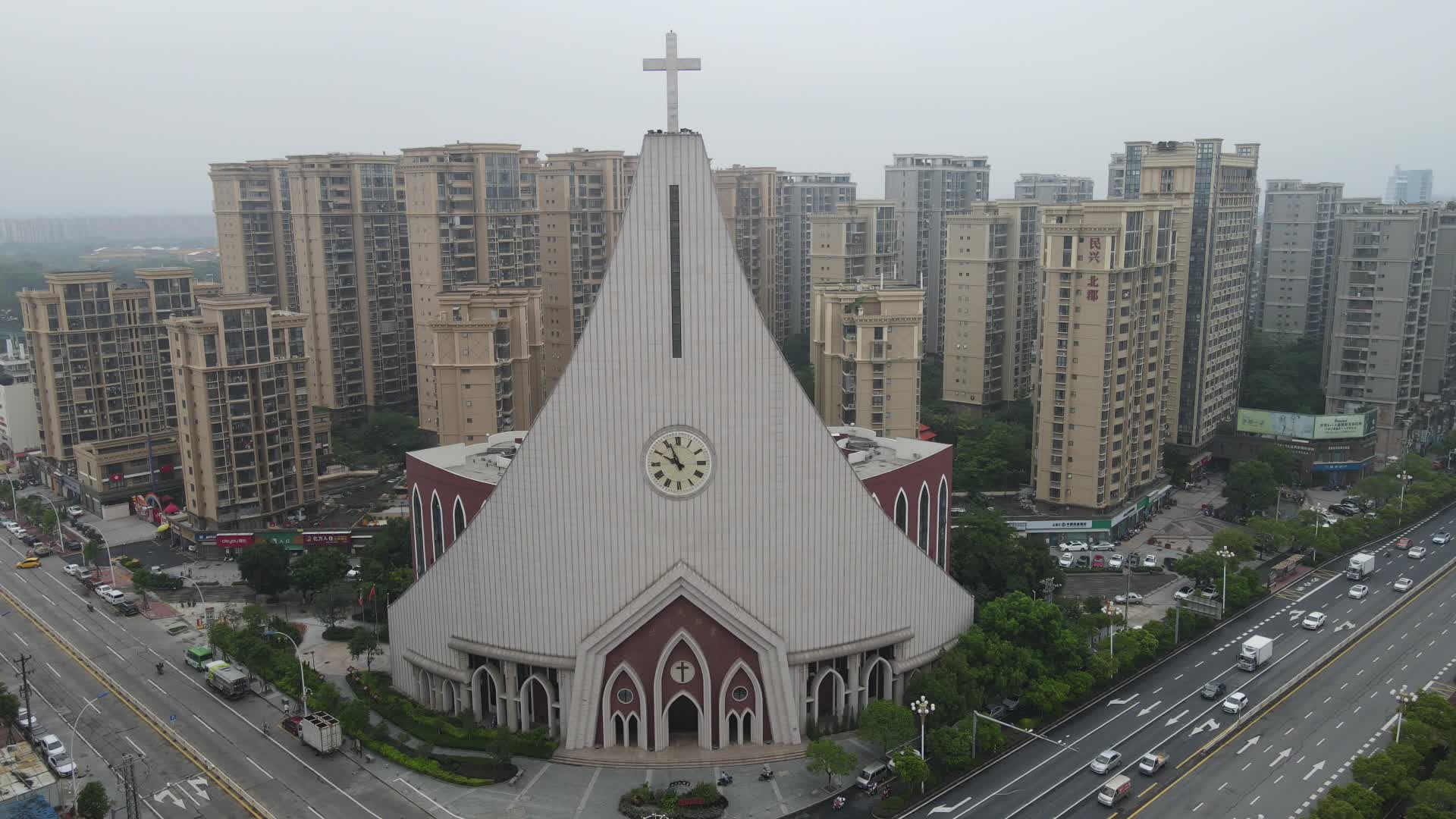 福建漳州北门礼堂基督教堂航拍视频的预览图