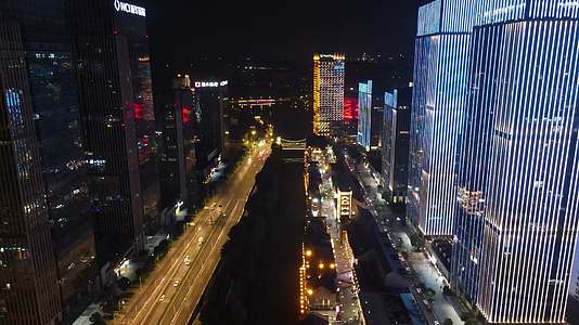 武汉楚河汉街夜景航拍视频的预览图