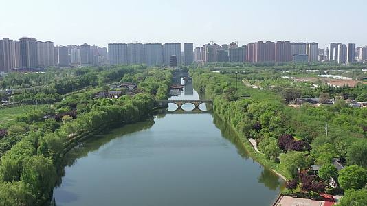 西安汉城湖春季航拍视频的预览图