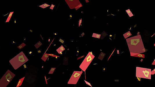 春节红包雨飘落透明通道视频视频的预览图