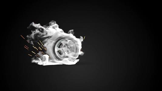车轮转动的烟雾企业LOGO展示视频的预览图
