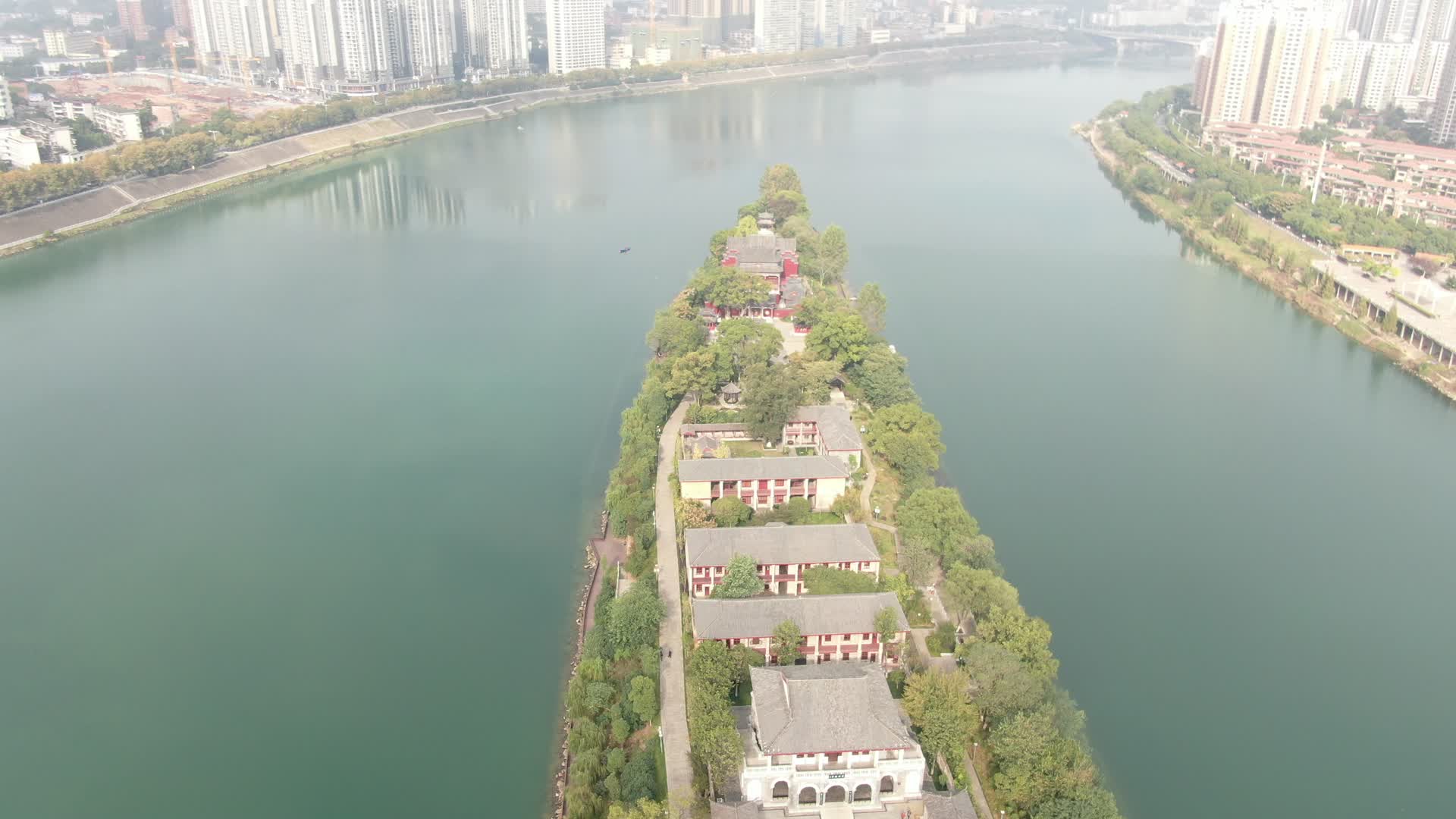 航拍湖南衡阳东洲岛4A景区视频的预览图