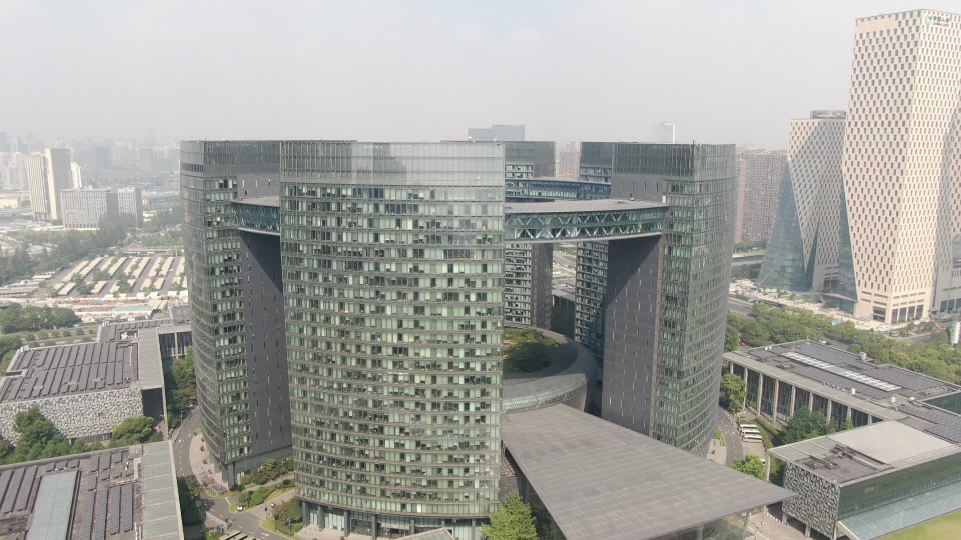 浙江杭州市民中心航拍视频的预览图