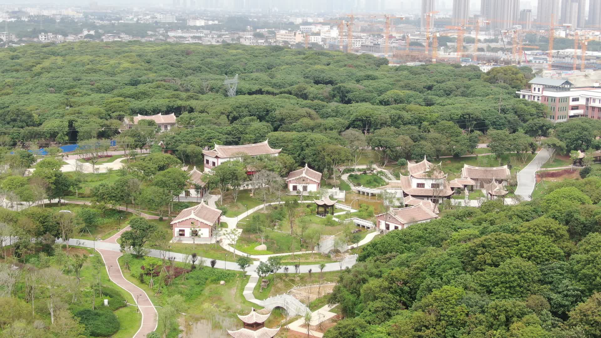 航拍福建莆田城市中心公园视频的预览图
