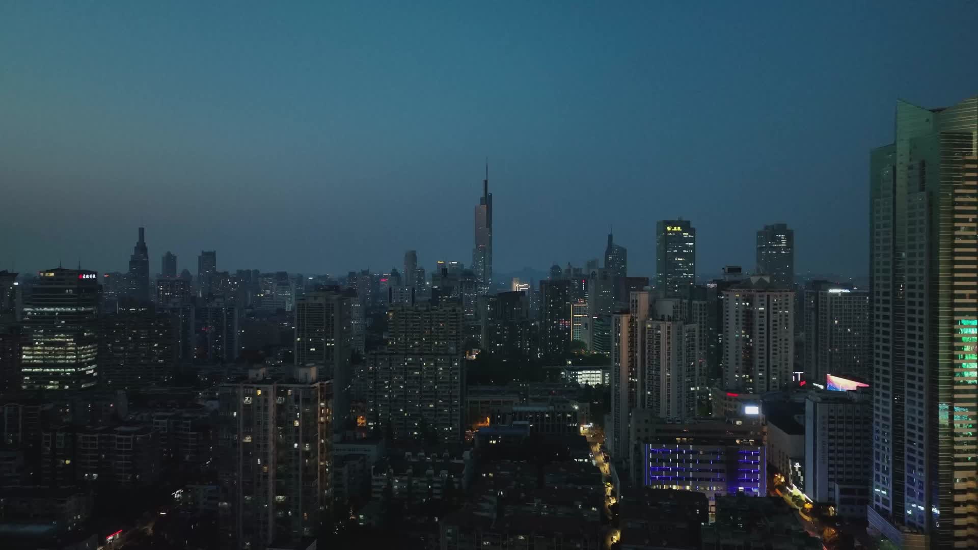 南京傍晚日落后夜景空镜视频的预览图