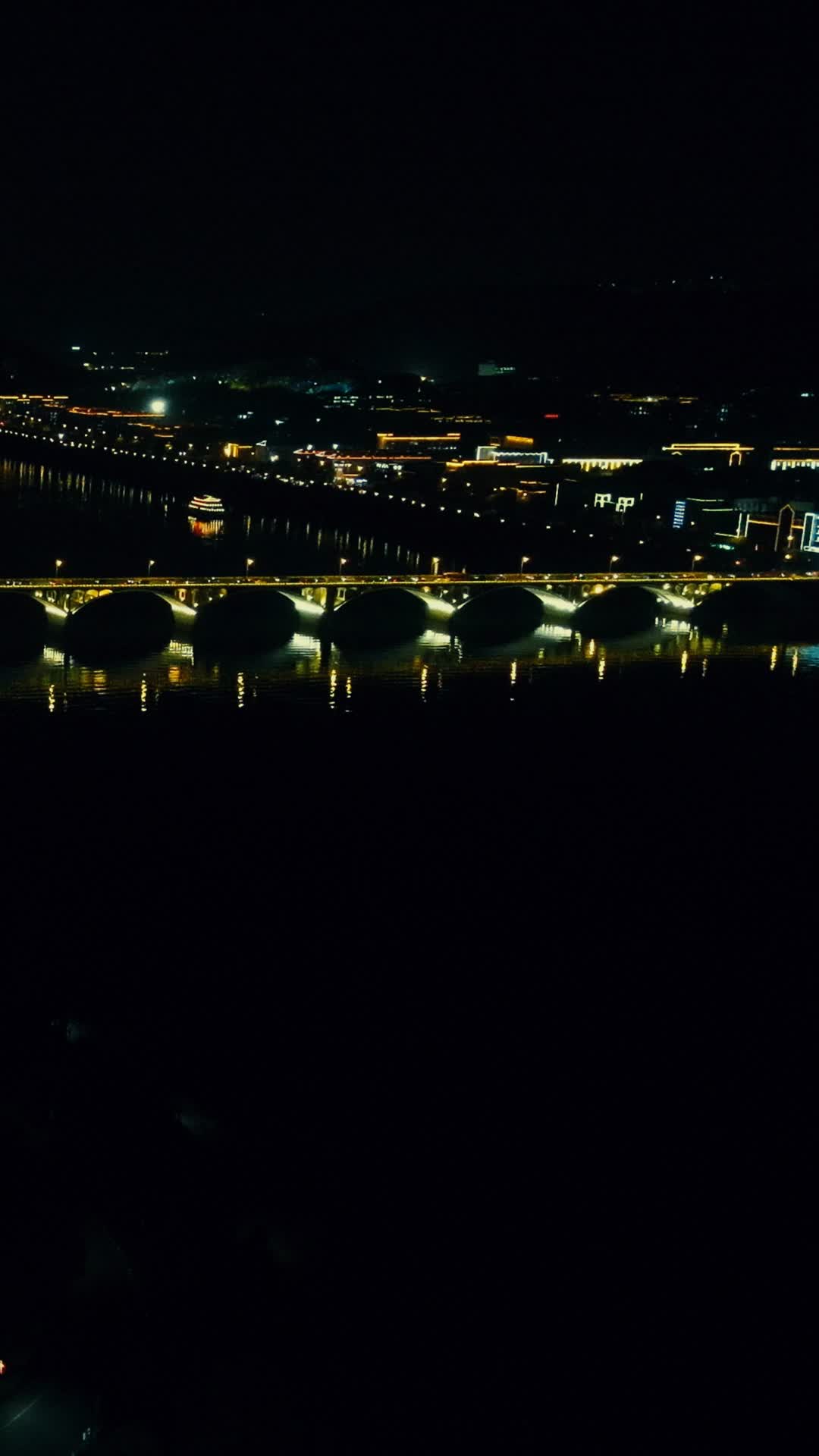 湖南长沙湘江橘子洲大桥夜景竖屏航拍视频的预览图
