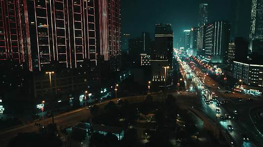 湖南长沙城市夜景交通灯光航拍视频的预览图
