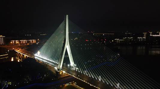 福建福州闽江跨河大桥夜景灯光航拍视频的预览图