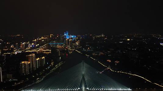 福建福州闽江三县洲大桥夜景航拍视频的预览图