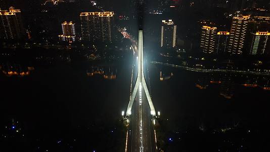 福建福州闽江三县洲大桥夜景航拍视频的预览图