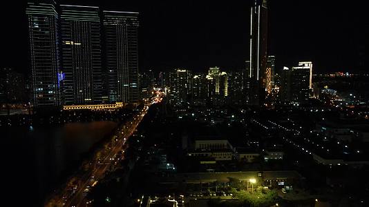 福建厦门城市夜景交通航拍视频的预览图