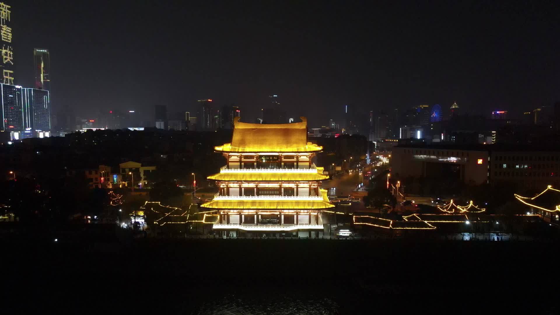 湖南长沙杜浦江阁夜景灯光航拍视频的预览图