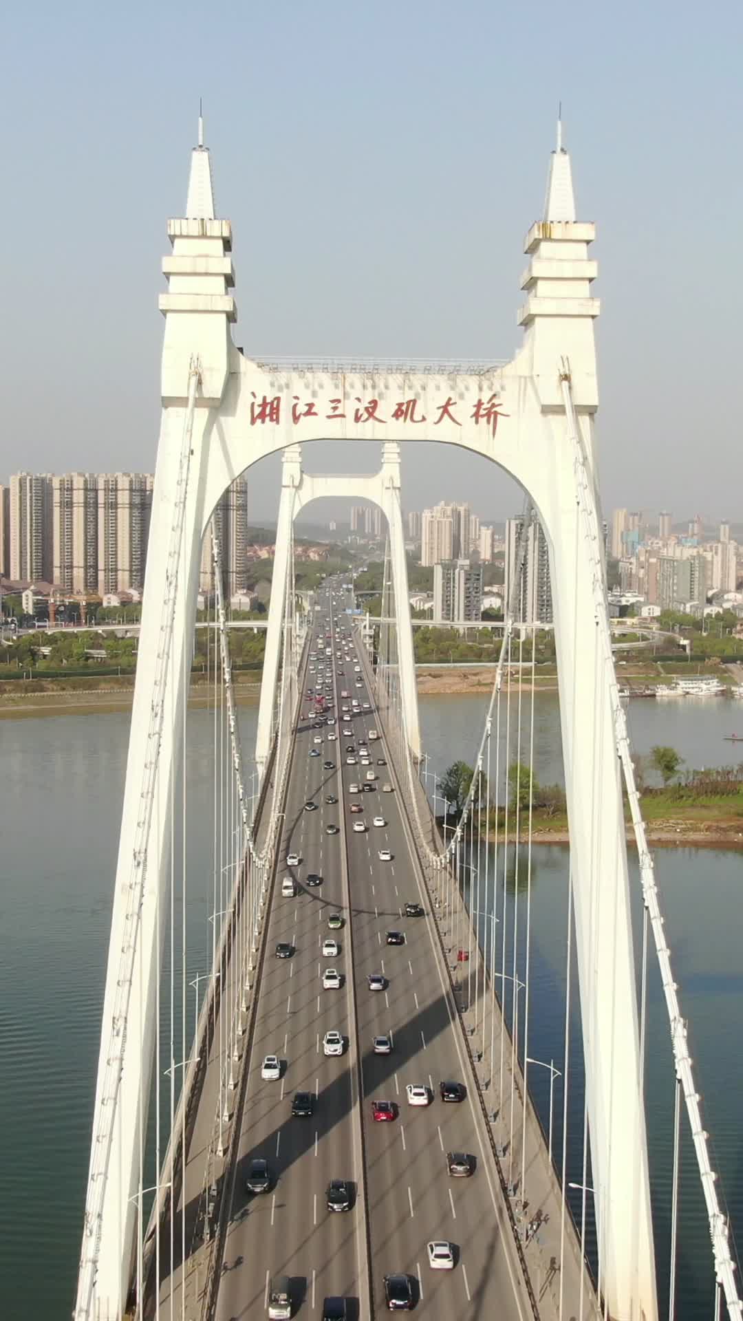 湖南长沙三汊矶大桥竖屏航拍视频的预览图