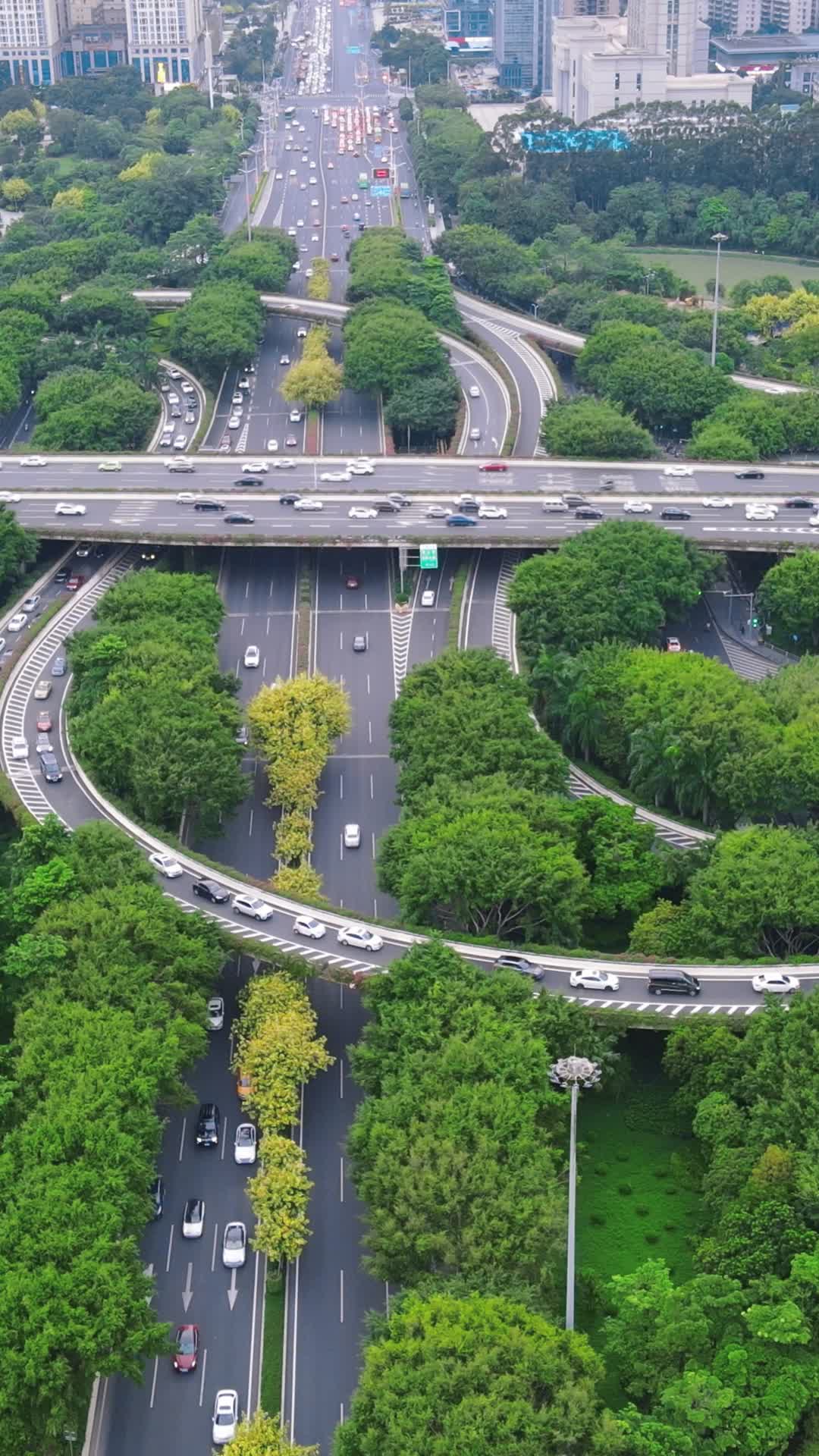 航拍城市高架桥交通竖屏视频的预览图