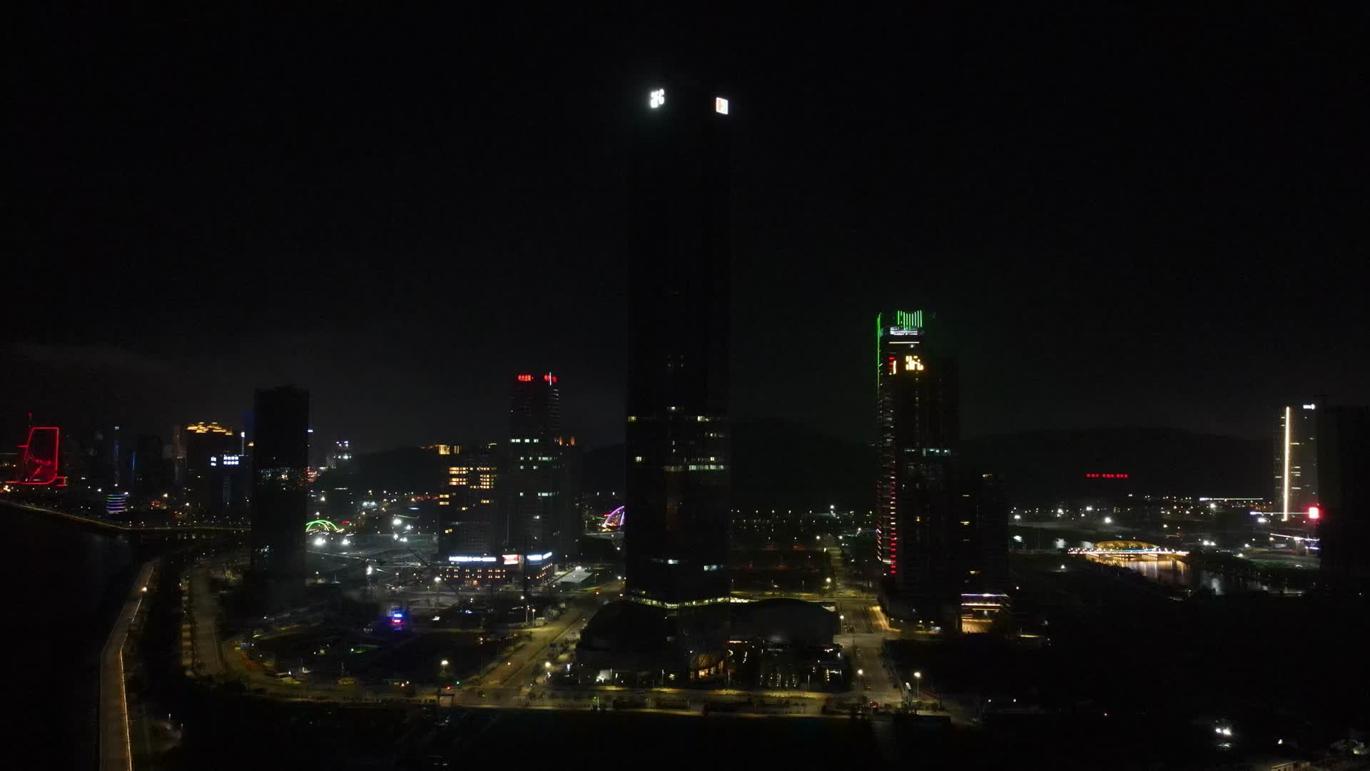 广州城市夜景灯光航拍视频的预览图