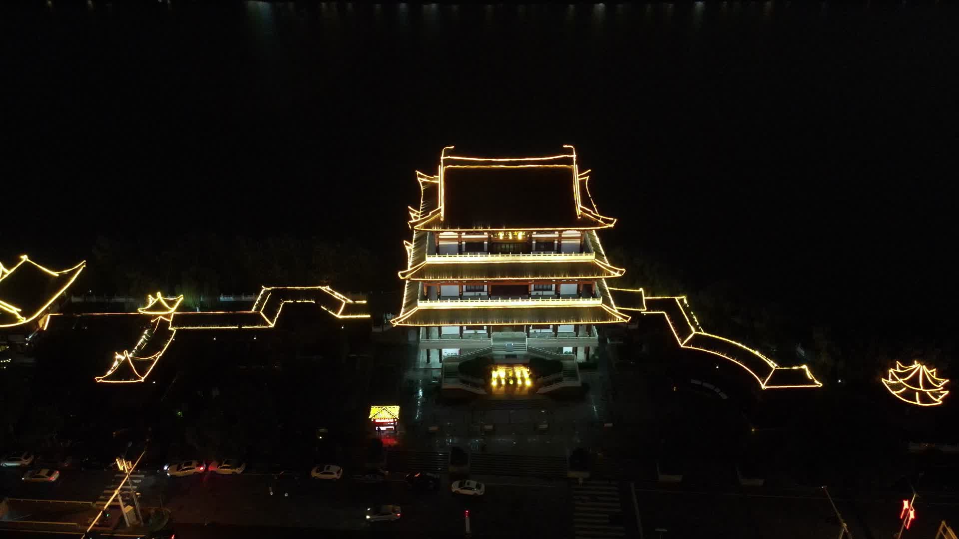 湖南长沙杜浦江阁夜景灯光航拍视频的预览图