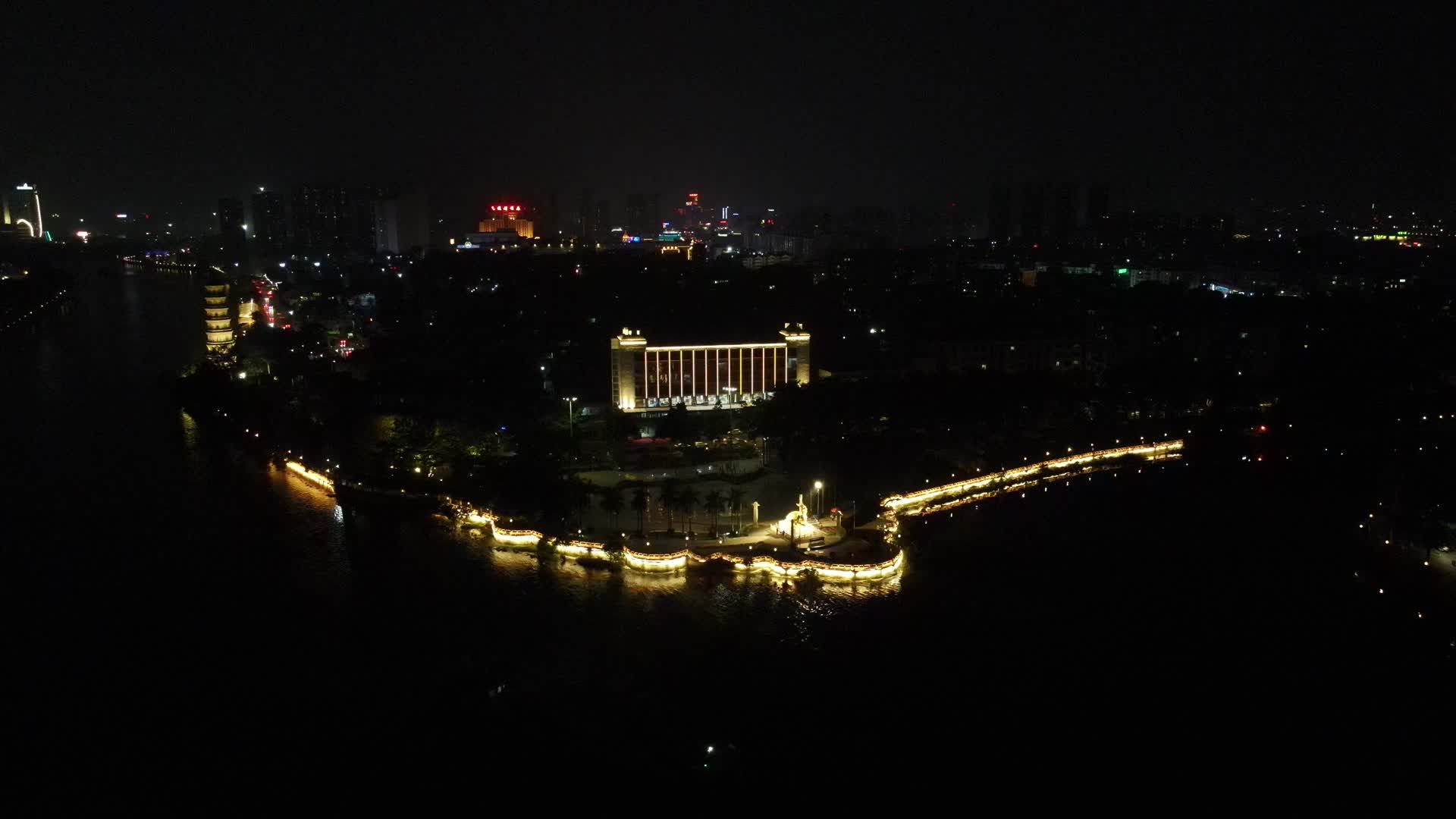 广东东莞金鳌公园夜景航拍视频的预览图