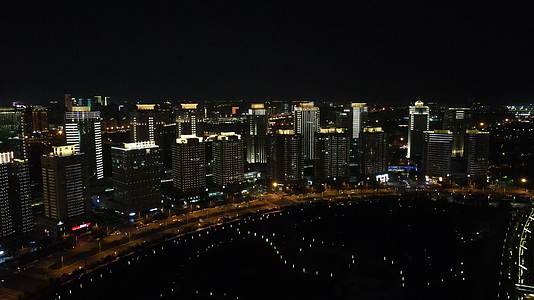 4K航拍郑州会展中心夜景灯光视频的预览图