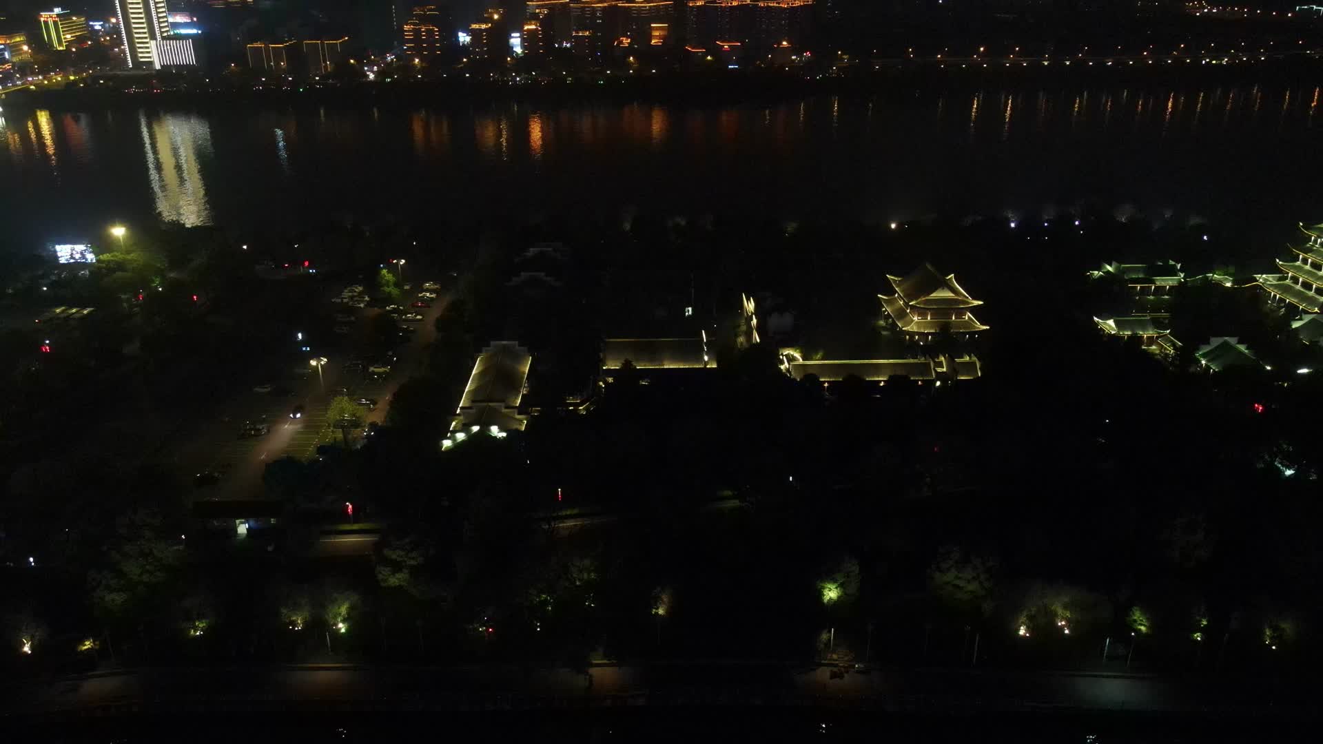 湖南长沙橘子洲夜景航拍视频的预览图