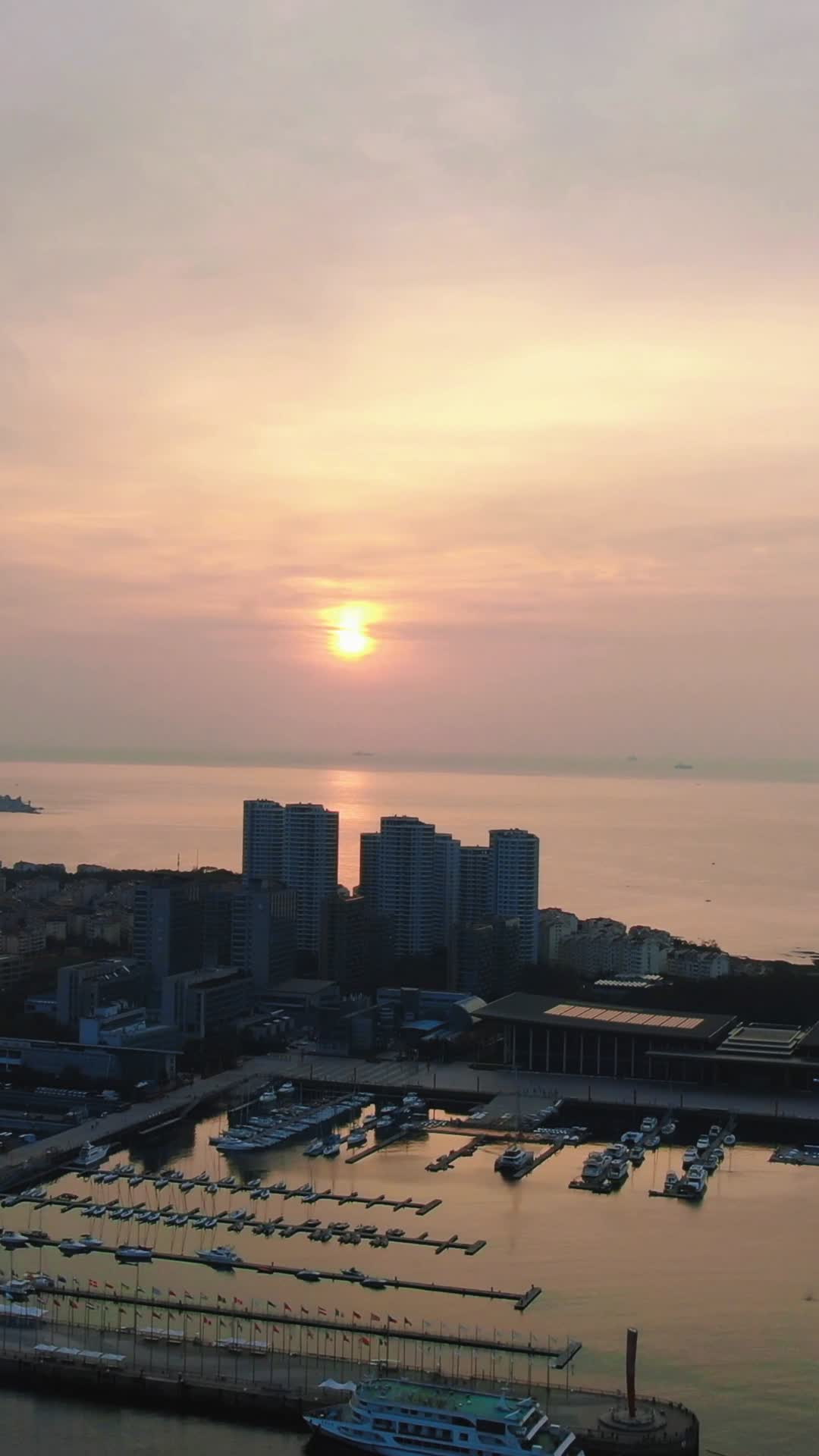 山东青岛城市日出竖屏航拍视频的预览图