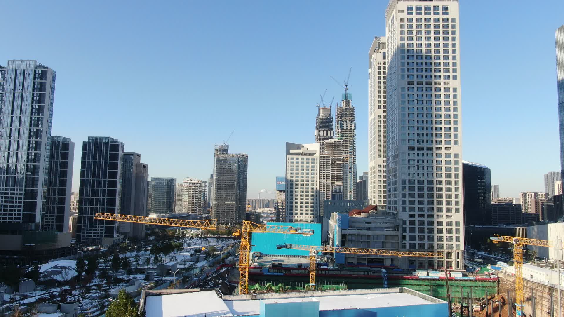 山东济南新城城市高楼建筑航拍视频的预览图