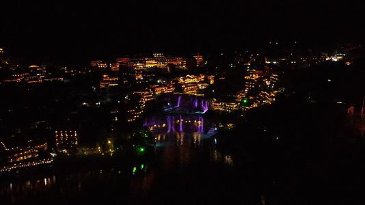 湖南湘西芙蓉镇夜景航拍视频的预览图