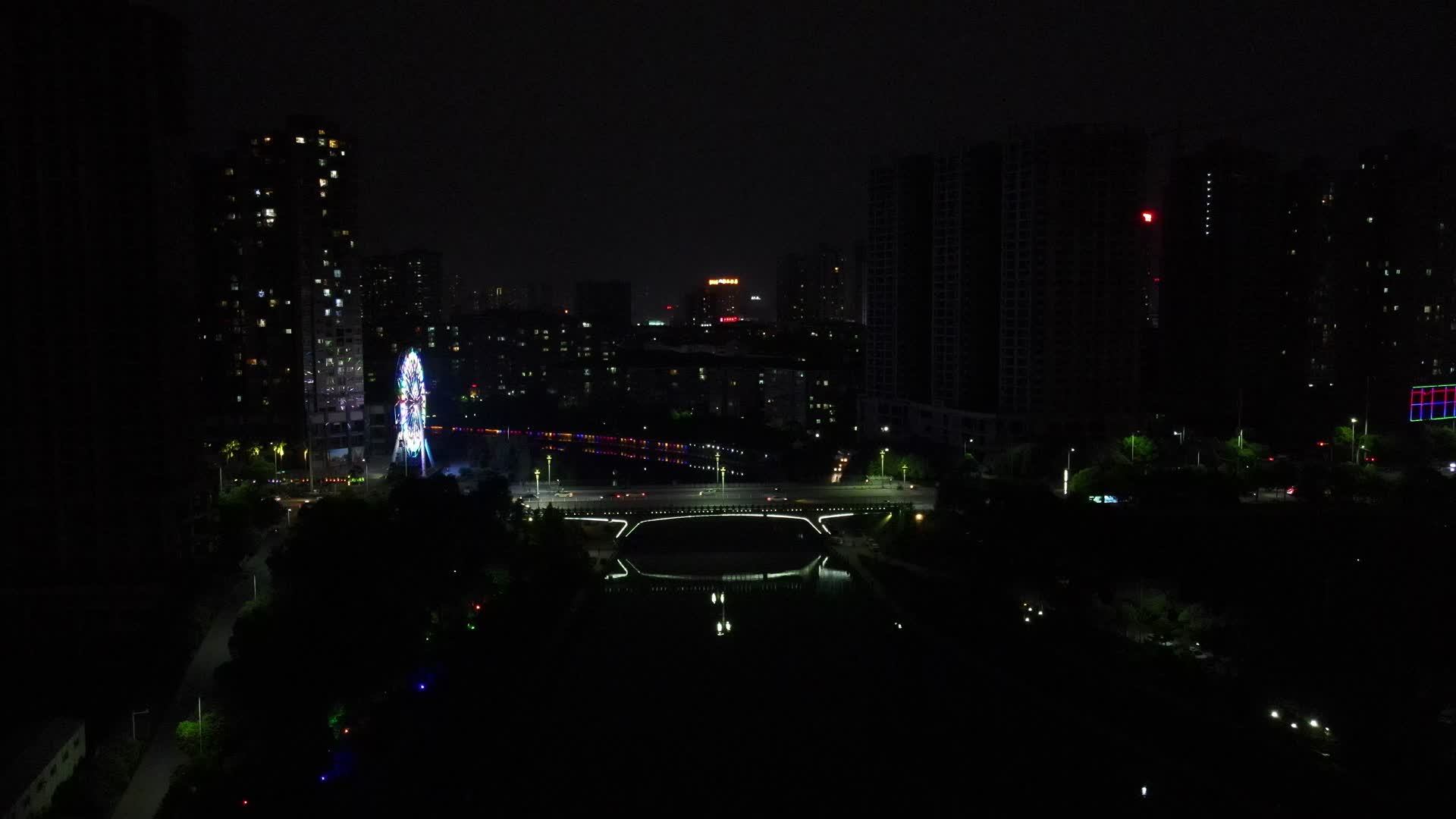 湖南湘西城市夜景灯光航拍视频的预览图