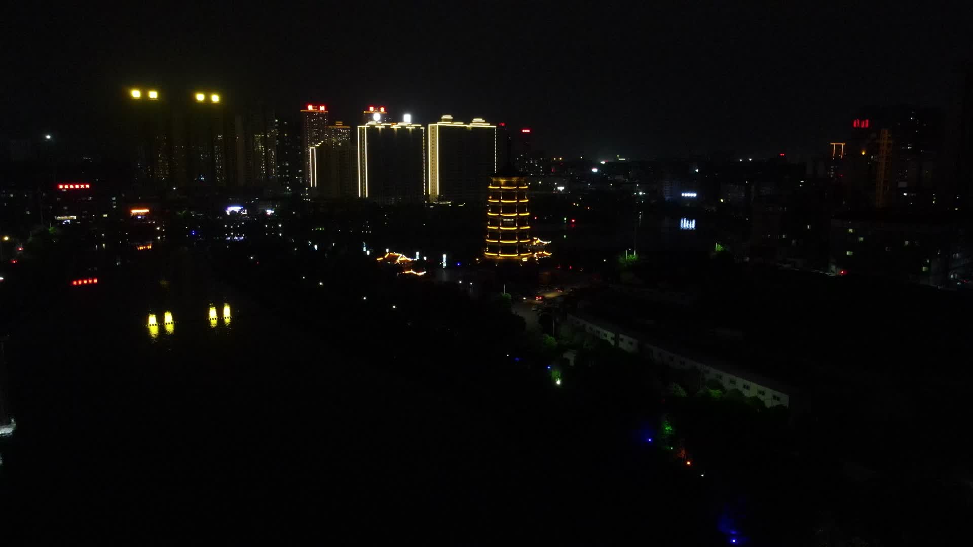 湖南湘西城市夜景灯光航拍视频的预览图