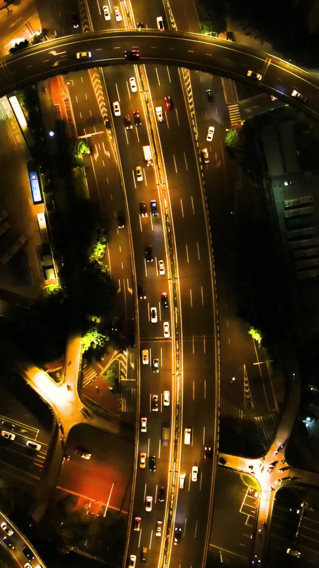 城市交通大道高架桥交通夜景视频的预览图