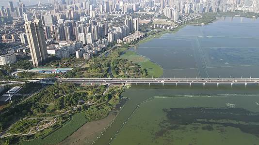 航拍武汉沙湖大桥交通视频的预览图
