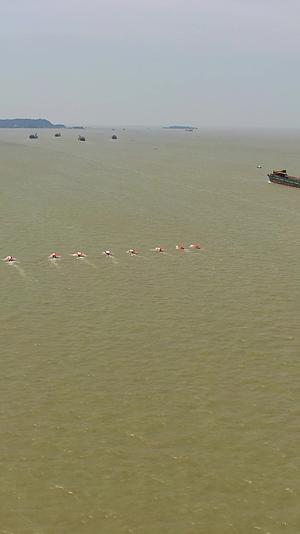 汛期抗洪演练皮划艇航拍视频的预览图