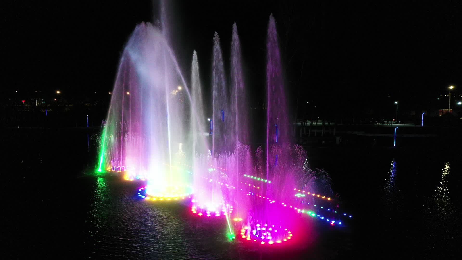 公园音乐喷泉夜景视频的预览图
