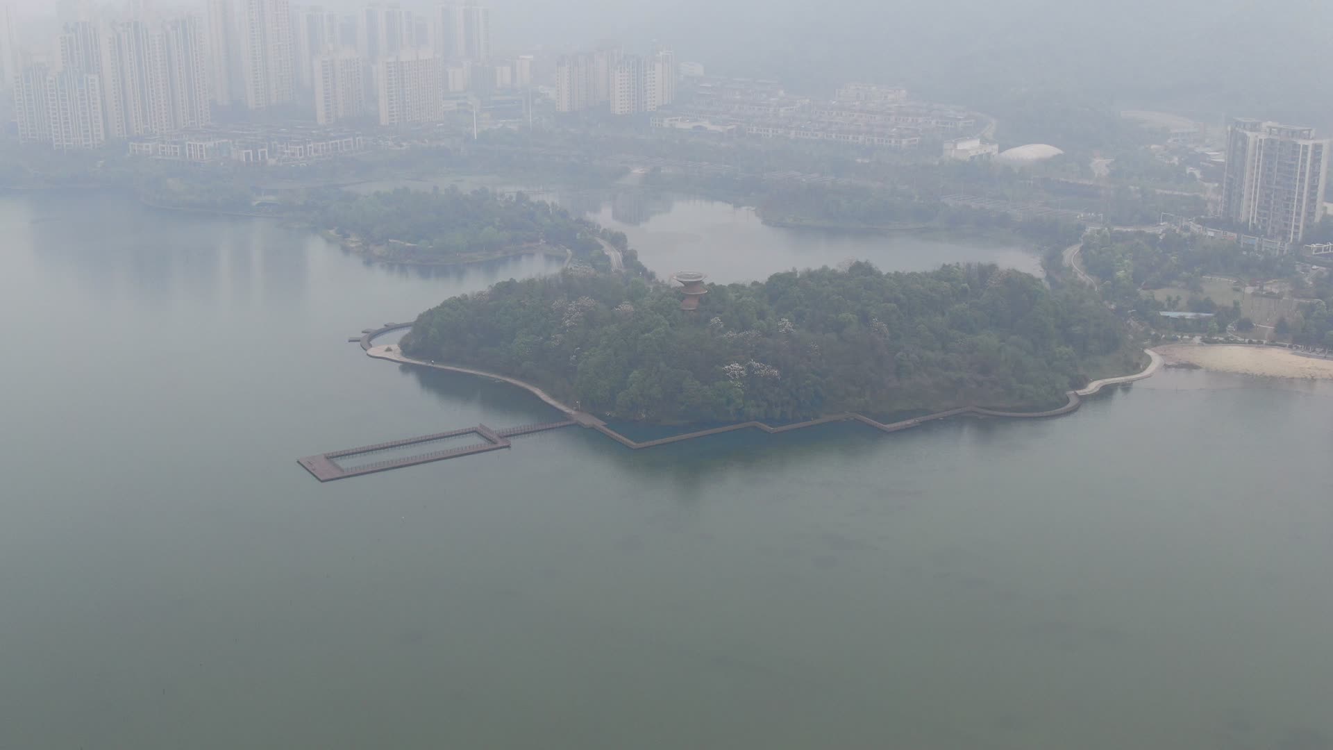 湖南长沙梅溪湖风景航拍视频的预览图