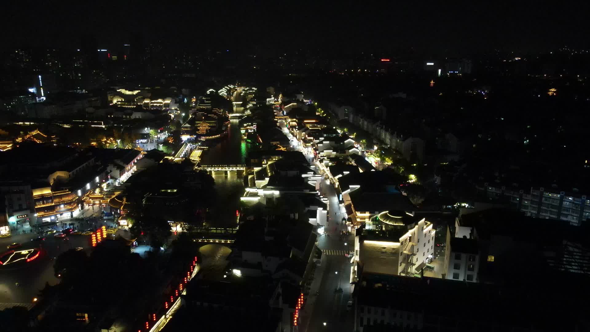 南京夫子庙航拍4k夫子庙航拍夫子庙夜景视频的预览图
