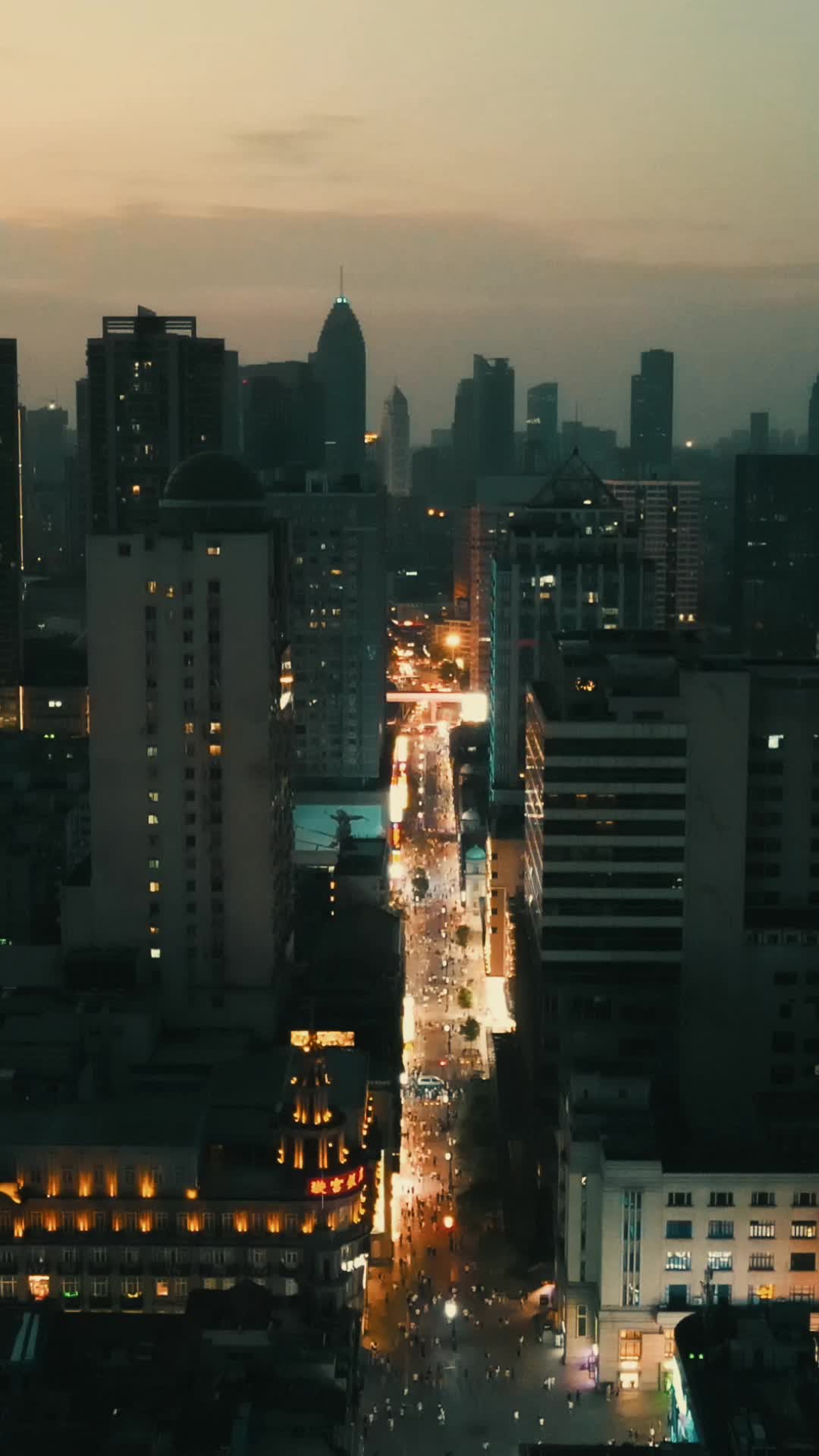 湖北武汉江汉路步行街夜景竖屏航拍视频的预览图