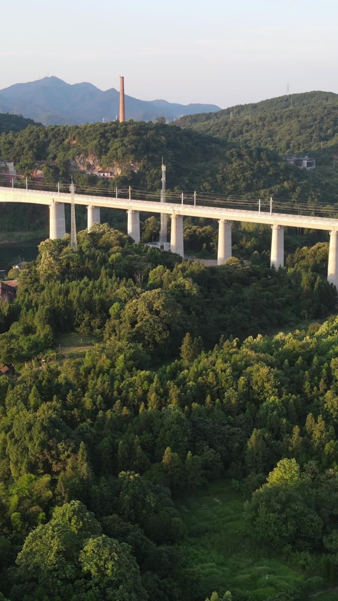 航拍高铁铁路高架桥竖屏视频的预览图