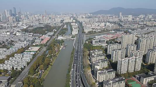 航拍江苏南京城市高楼秦淮河风光视频的预览图