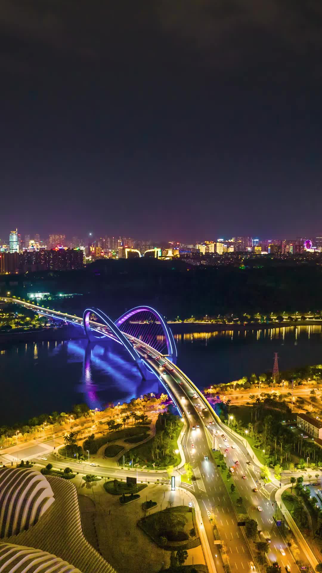 竖屏环绕延时南宁大桥夜景视频的预览图