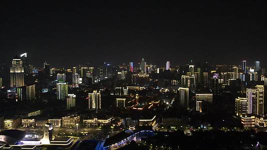 航拍湖北武汉汉口城市夜景视频的预览图