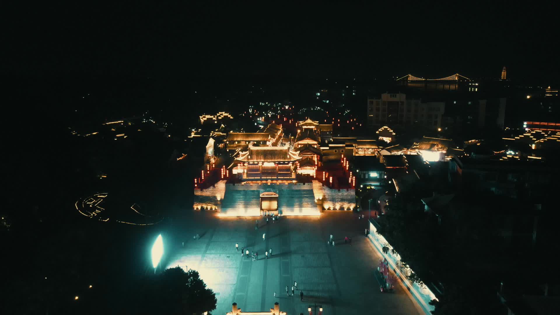 赣州城市夜景灯光航拍视频的预览图