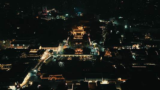 南京城市秦淮河夫子庙5A景区夜景航拍视频的预览图
