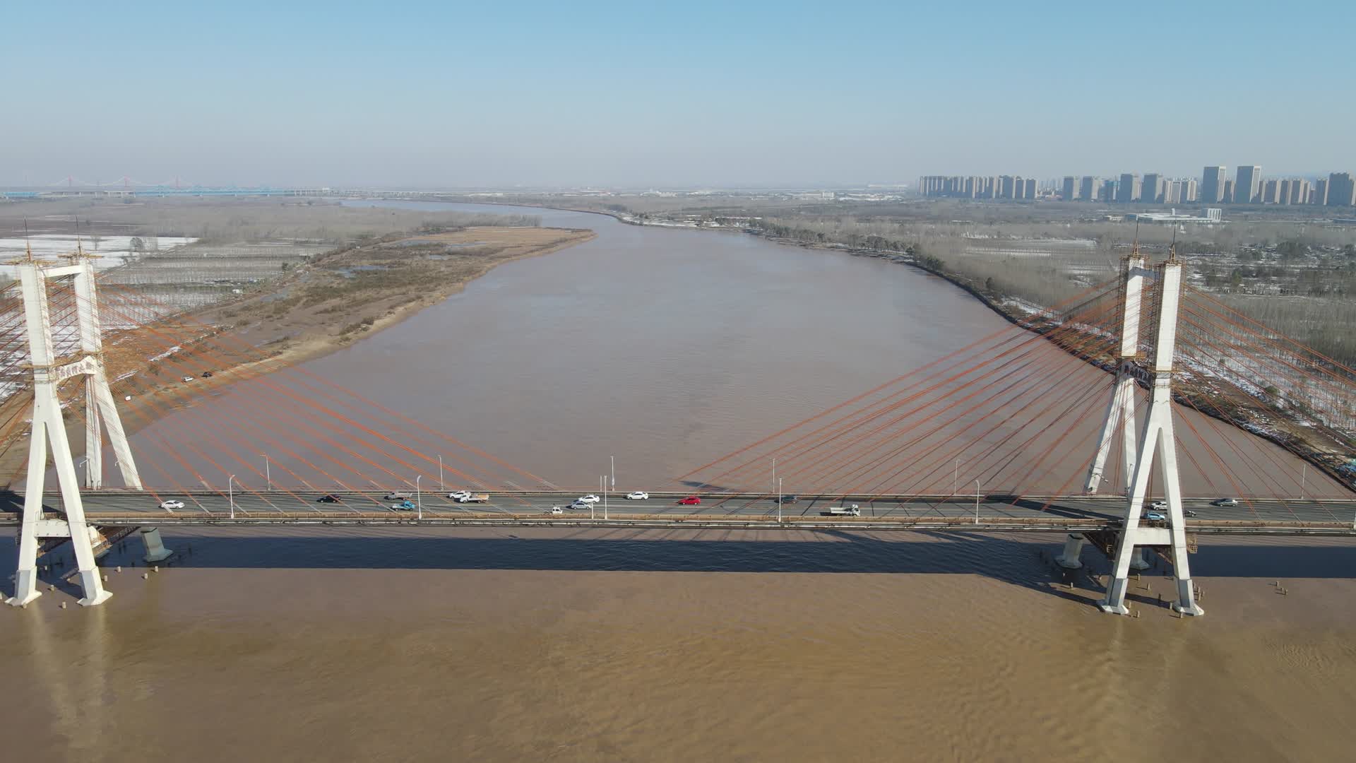 航拍济南黄河大桥视频的预览图