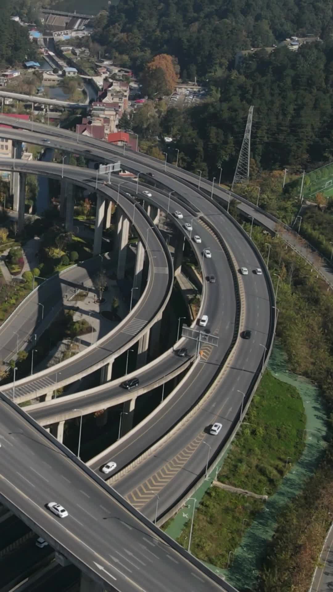 城市交通高架桥竖屏航拍延时视频的预览图