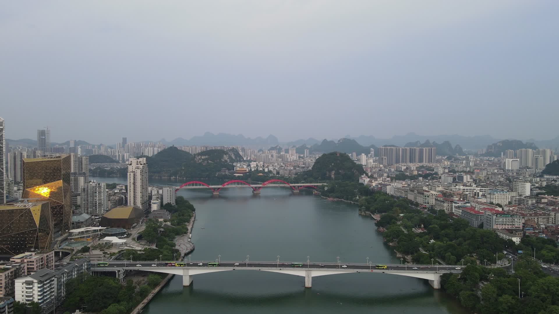 航拍广西柳州柳江大桥视频的预览图