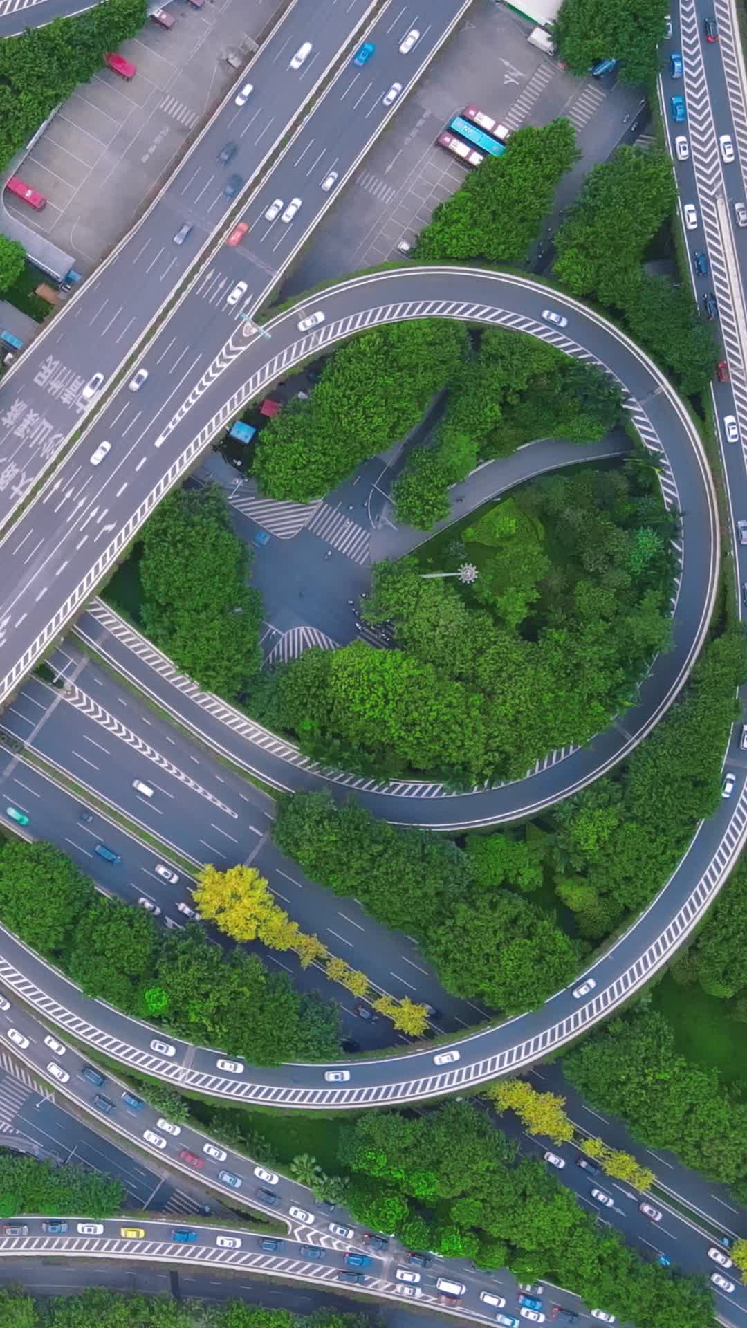 航拍城市高架立交桥竖屏视频的预览图
