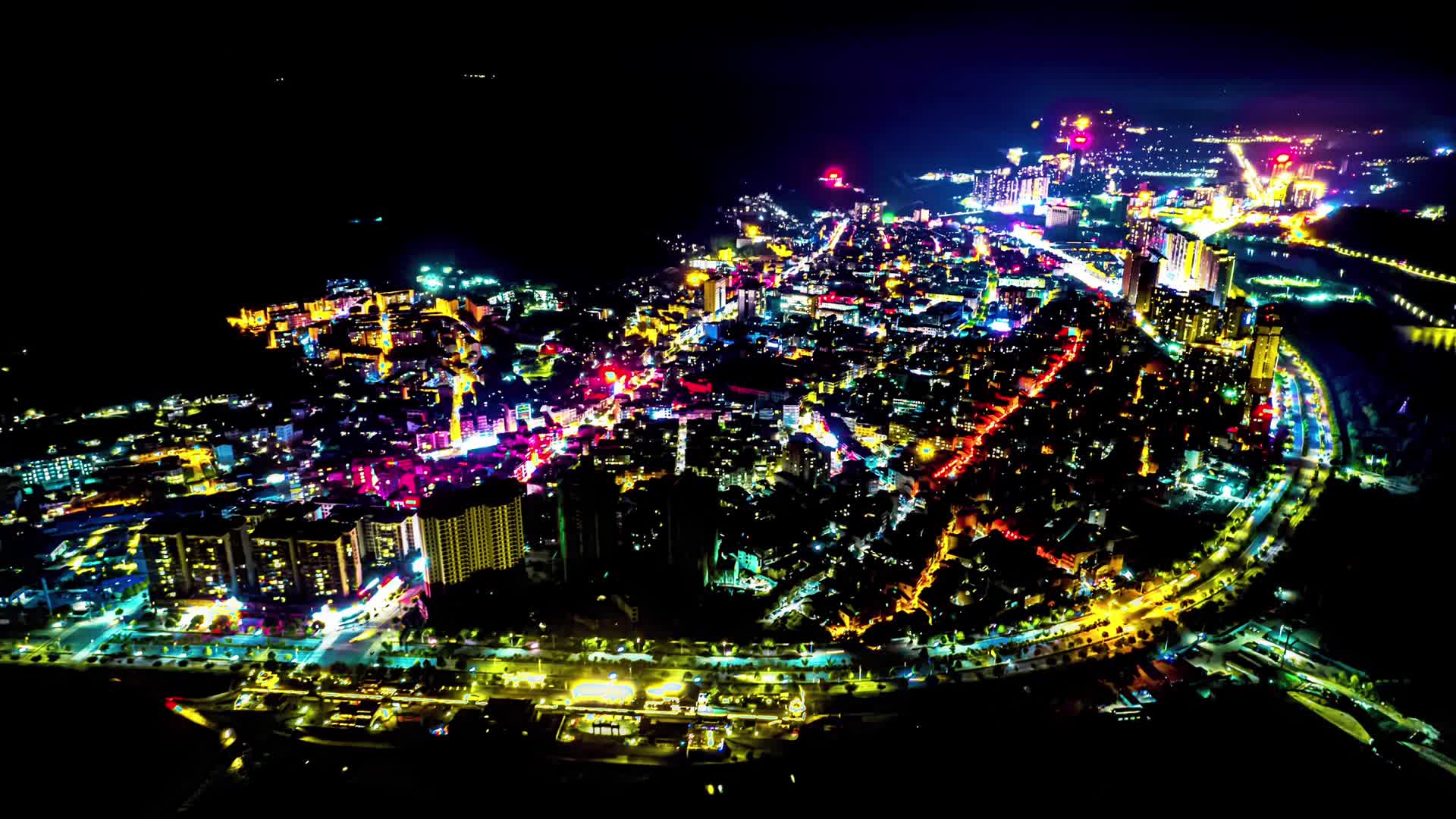 4k航拍黔东南榕江夜景延时降噪成品视频的预览图
