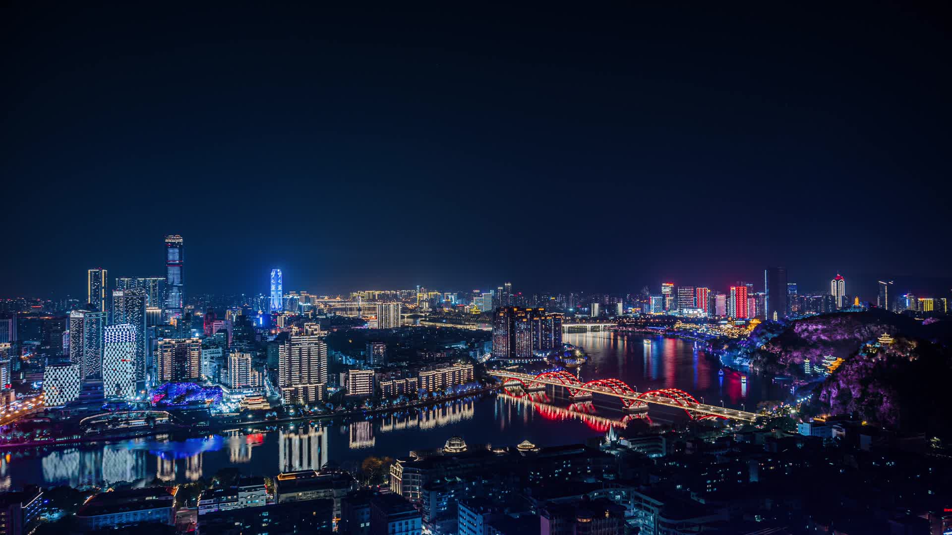 4k延时广西柳州夜景延时新城区CBD视频的预览图