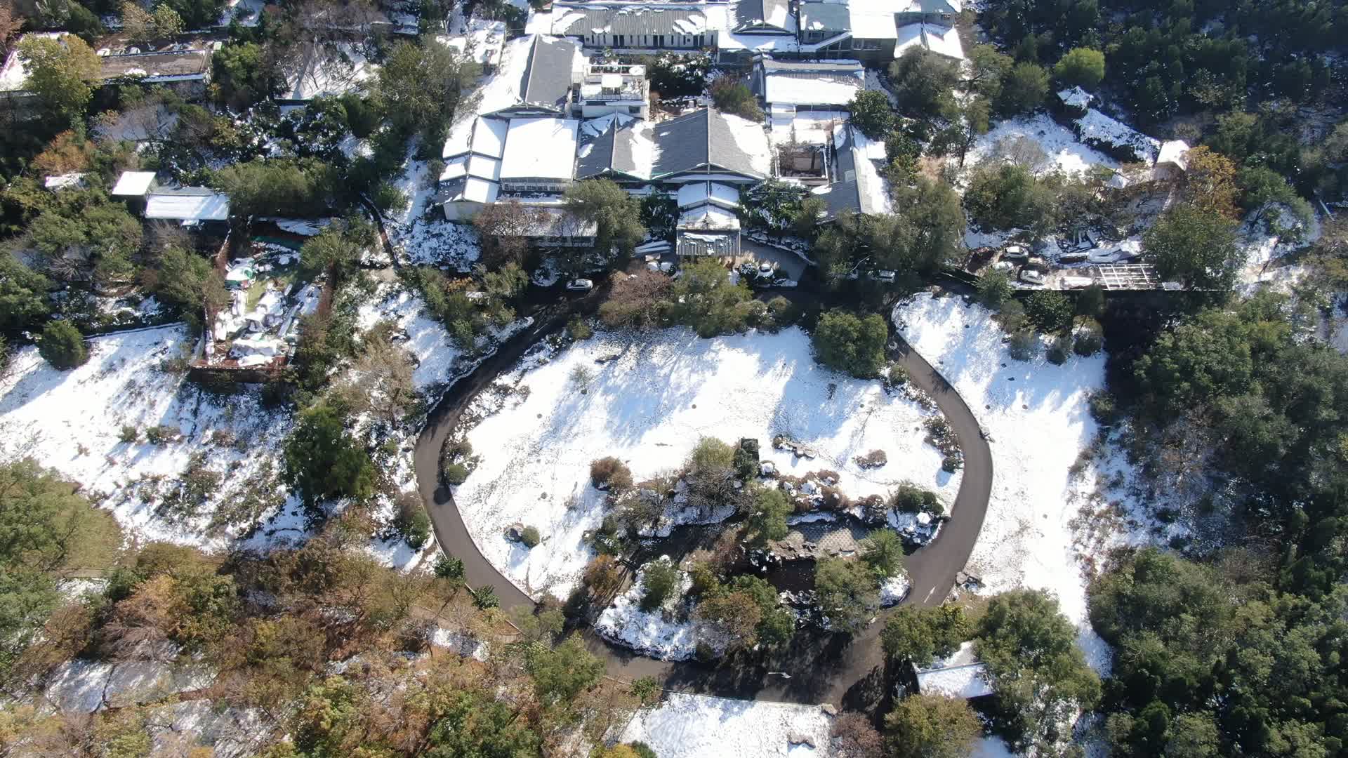 航拍济南城市公园雪景视频的预览图